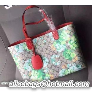 Charming Gucci GG Blooms Reversible Leather Tote Medium Bag 368568 Green/Red