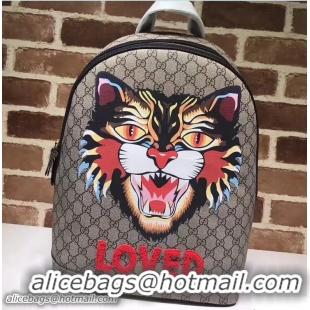 Good Quality Gucci GG Supreme Backpack Bag 419584 Angry Cat 2017