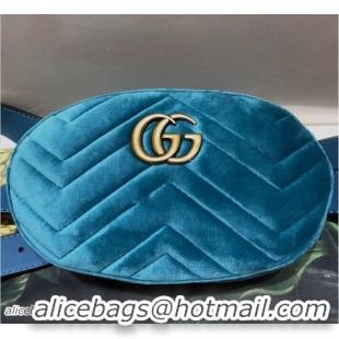 Luxury Gucci GG Marmont Matelassé Velvet Belt Bag 476434 Turquoise 2017