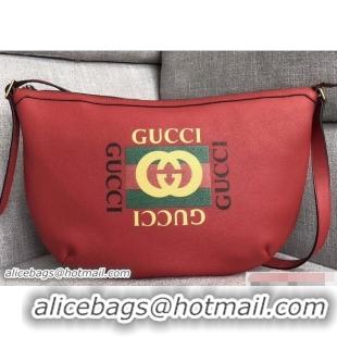 Well Crafted Gucci Vintage Logo Print Half-Moon Hobo Bag 523588 Red 2018
