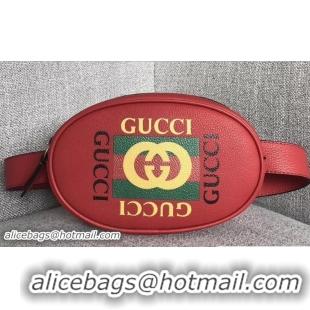 Durable Gucci Print Leather Vintage Logo Belt Bag 476434 Red 2018