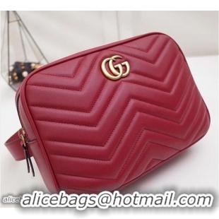 Cheap Price Gucci GG Marmont Matelassé Chevron Leather Belt Bag 523380 Red 2018