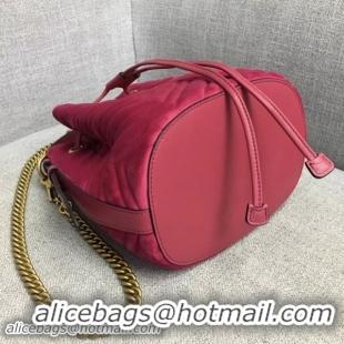 Duplicate Gucci GG Marmont Quilted Velvet Bucket Bag 525081 Rosy 2018 Collection