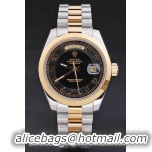 Rolex Day-Date Black Golden Stainless Steel Watch-RD2876