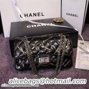 New Chanel 2.55 Series Flap Bag Black A1112 Silver
