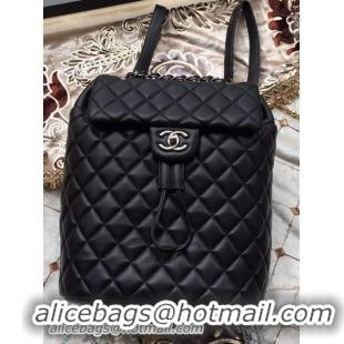 Shop Duplicate Chanel Sheepskin Leather Backpack A91121 Black