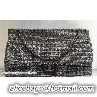 Top Quality Chanel Tweed and Calfksin XXL Large Classic Flap Bag A91169 Black/White
