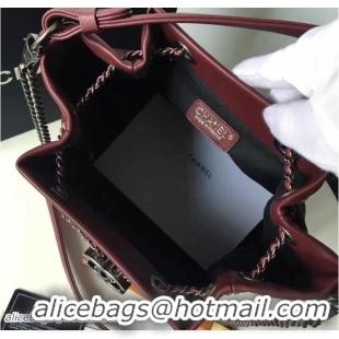 Unique Style Chanel Leather Drawstring Bag A91277 Burgundy