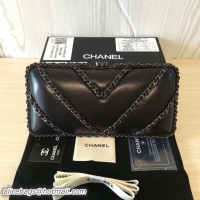 Trendy Design Chanel Minaudiere Metallic Lambskin & Ruthenium-Finish Metal 78986 black