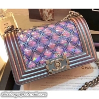 Low Cost Chanel PVC/Iridescent Patent Boy Water Flap Small Bag 101016 Purple 2018