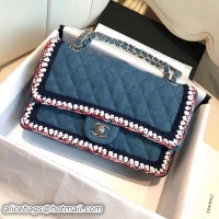 Good Taste Chanel Denim/Braid Classic Medium Flap Bag Blue A57698 2018 Collection