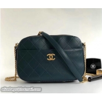 Trendy Design Chanel Calfskin Camera Case A57575 Dark Blue
