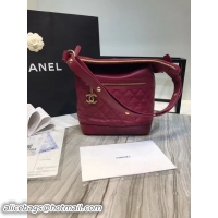 Stylish Chanel Grined Calfskin Hobo Handbag A57966 Burgundy 2018 Collection
