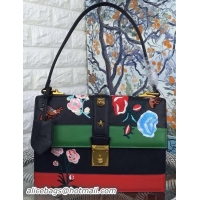 Newest Fashion Gucci Cat Lock Leather Top Handle Bag 405858 Black&Green