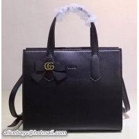 Inexpensive Gucci Arabesque Calfskin Leather Tote Bag 443089 Black
