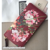 Most Popular Gucci Blooms Print Zip Around Wallet 410102 Burgundy