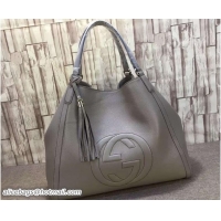 Crafted Gucci Soho Leather Shoulder Large Bag 282308 Gray