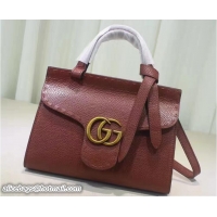 Comfortable Gucci GG Marmont Leather Top Handle Mini Bag 442622 Brown