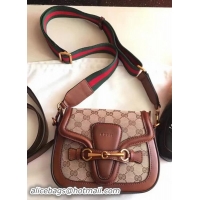 Famous Brand Gucci Lady Web GG Canvas Shoulder Bag 383821 Brown