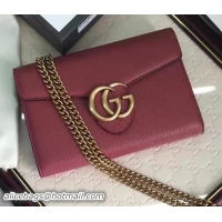 Top Design Gucci GG Marmont Leather mini Chain Bag 401232 Wine