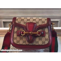 Buy Discount Gucci Lady Web Original GG Canvas Shoulder Small Bag 384821 Burgundy