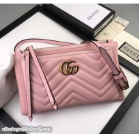 Good Looking Gucci GG Marmont Matelassé Chevron Shoulder Bag With Pouch 453878 Pink