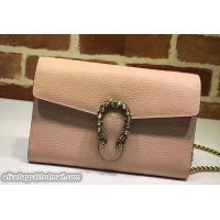 Stylish Gucci Dionysus Leather Mini Chain Wallet Bag 401231 Nude Pink
