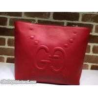 Sophisticated Gucci Embossed GG Leather Tote Medium Bag 453561 Red
