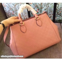 Shop Duplicate Gucci Soft Signature Top Handle Large Bag 453704 Pink 2017