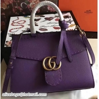 Best Product Gucci GG Marmont Leather Top Handle Bag 421890 Purple