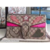 Famous Brand Gucci Star and Heart Embroidered Dionysus GG Supreme Small Bag 400249 2017