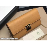 Duplicate Gucci Padlock Leather Continental Chain Wallet Bag 453506 Brown