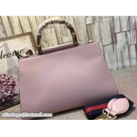 Classic Specials Gucci Nymphaea Leather Top Handle Medium Bag 453764 Light Pink/White