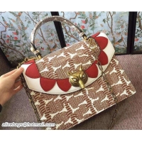 Luxury Discount Gucci Fox Broche Top Handle Medium Bag 466432/450631 Brown 2017