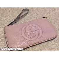 Buy Discount Gucci Soho Leather Wrist Wallet 295840 Nude Pink