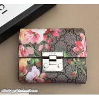Unique Discount Gucci Padlock Wallet 453155 Blooms Red