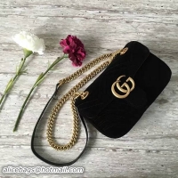 Buy Luxury Gucci GG Marmont Suede Leather Mini Shoulder Bag 446744 Black