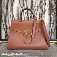 Grade Quality Gucci GG Marmont Leather Top Handle Bag 421890A Brown