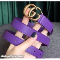Discount Fashion Gucci Width 20mm Golden Double G Buckle Leather Belt 409417 Purple