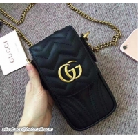 Discount Fashion Gucci GG Wave Quilted Phone Case Mini Chain Bag 462002 Black
