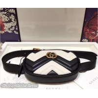 Famous Brand Guuci GG Marmont Matelasse Leather Belt Bag 476437 Black/White 2017