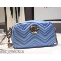 Top Design Gucci GG Marmont Matelassé Chevron Shoulder Small Bag 447632 Blue