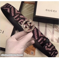 Good Gucci Width 3.5CM Crystal Double G Buckle Caleido Print G7202 2017