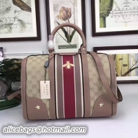 Grade Quality Gucci Vintage Web Multicolour Canvas Boston Bag 406868 Pink