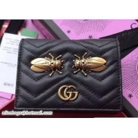 Charming Gucci GG Marmont Metal Animal Insects Studs Card Case 466492 Cicadas Black 2017