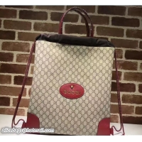 Buy Duplicate Gucci GG Supreme Drawstring Backpack Bag 473872 Red 2017