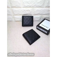 1:1 aaaaa Gucci Bi-Fold GG Leather Wallet 145754 Black