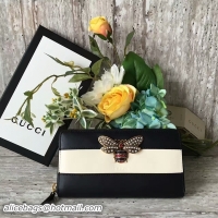 Top Design Gucci Queen Margaret Calfskin Leather Wallet 476069 Black&White