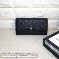 Fashion Gucci Bow Gucci Signature Continental Wallet 388679 Black