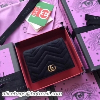 Discount Gucci GG Marmont Matelasse Suede Leather Wallet 474802 Black